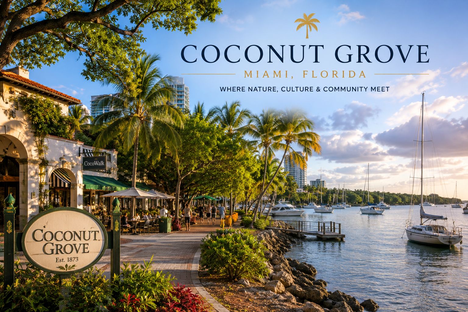 Miami real estate in Coconut Grove featuring bayfront homes and village living
