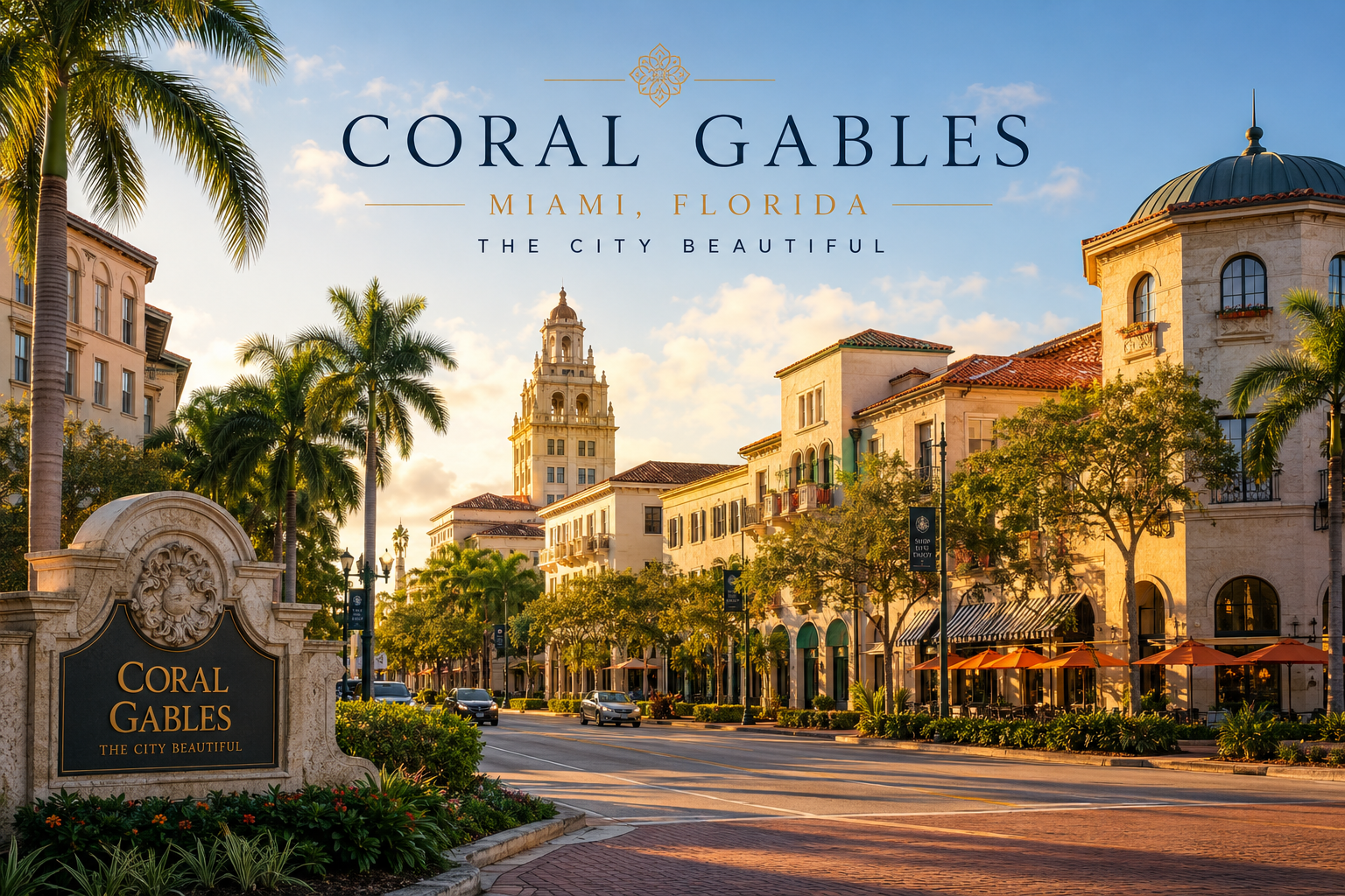 Miami real estate in Coral Gables featuring estate homes and tree-lined streets