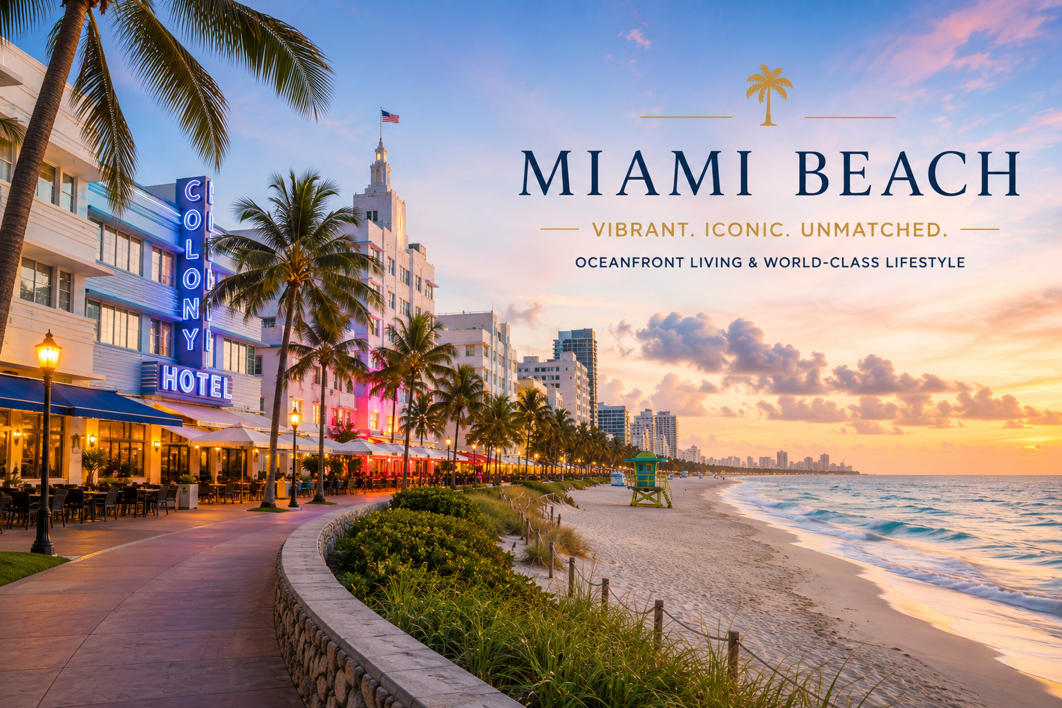 Miami real estate in Miami Beach featuring oceanfront condominiums and coastal living