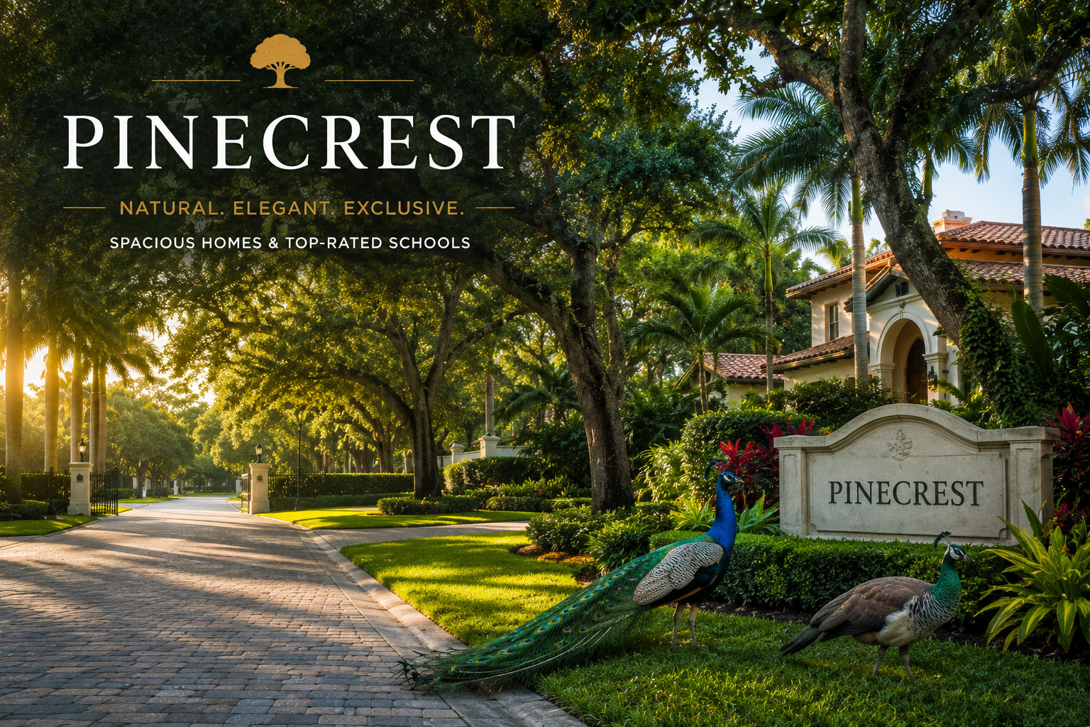 Miami real estate in Pinecrest featuring luxury estate homes and large lots